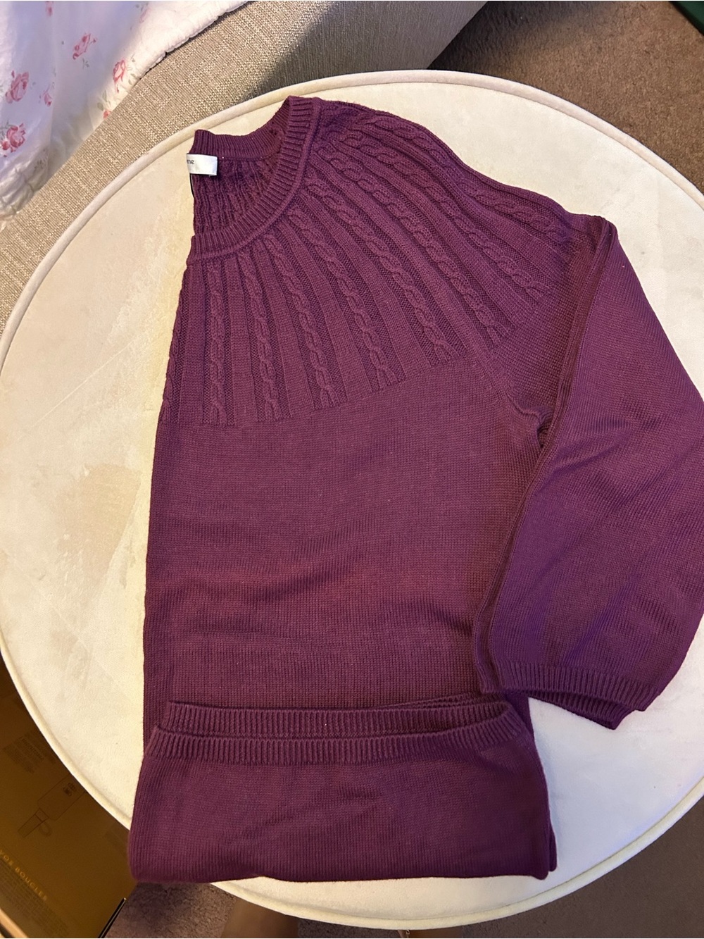 Liz Claiborne Cable Yoke Turtleneck Sweater in Plum